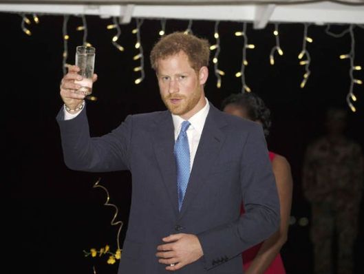 Erhebt sein Glas auf die Insel Barbados: Prinz Heinrich (Harry) als Vertreter der Königin von Barbados.